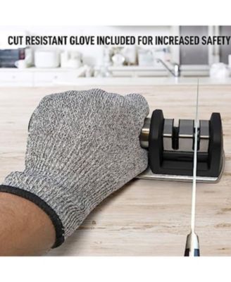 Knife Sharpener & Cut-Resistant Glove (2-Stage Knife Sharpening)
