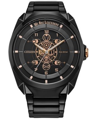Eco-Drive Men's Marvel Legends 85th Anniversary Black-Tone Stainless Steel Bracelet Watch 43mm Boxed Set
