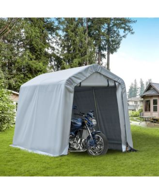 6' x 8' Carport Portable Garage, Heavy Duty Storage Tent, Patio Storage Shelter w/ Anti-UV PE Cover and Double Zipper Doors, for Motorcycle Bike Garden Tools, Light Gray