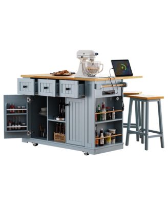 Large Kitchen Island with Power Outlet and Storage