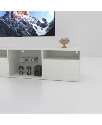 Streamdale LED TV Stand with RGB Lights and Storage (White)