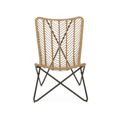  Boho-Chic Wicker Patio Chair Set With Geometric Base
