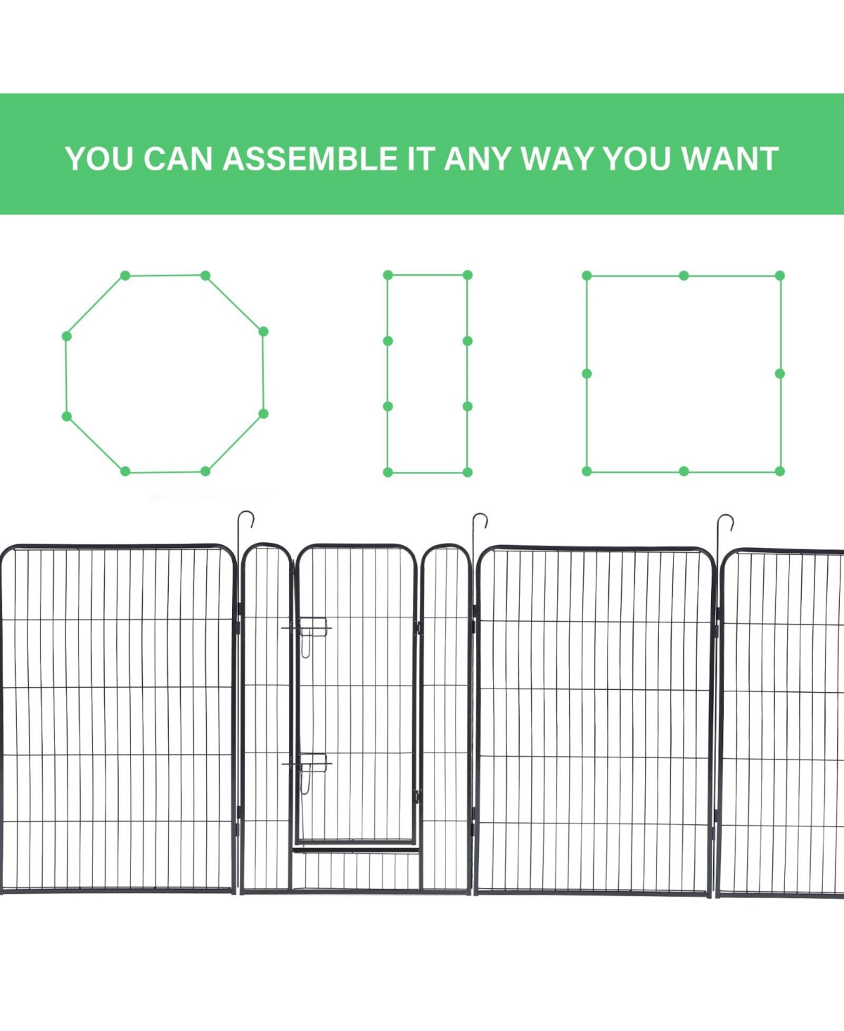 Flynama Metal Pet Playpen 39.13-in x 21.98-Metal Indoor/Outdoor Playpen - Black