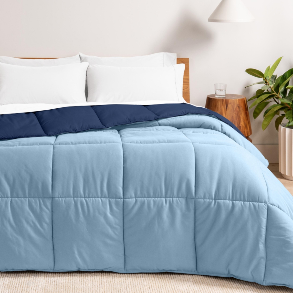 Bare Home Reversible Down Alternative Comforter - Dark blue - light blue