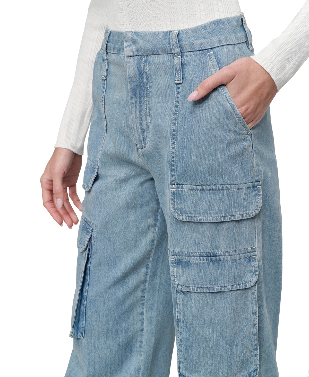 DKNY JEANS WOMEN'S WIDE-LEG UTILITY POCKET CARGO JEANS 