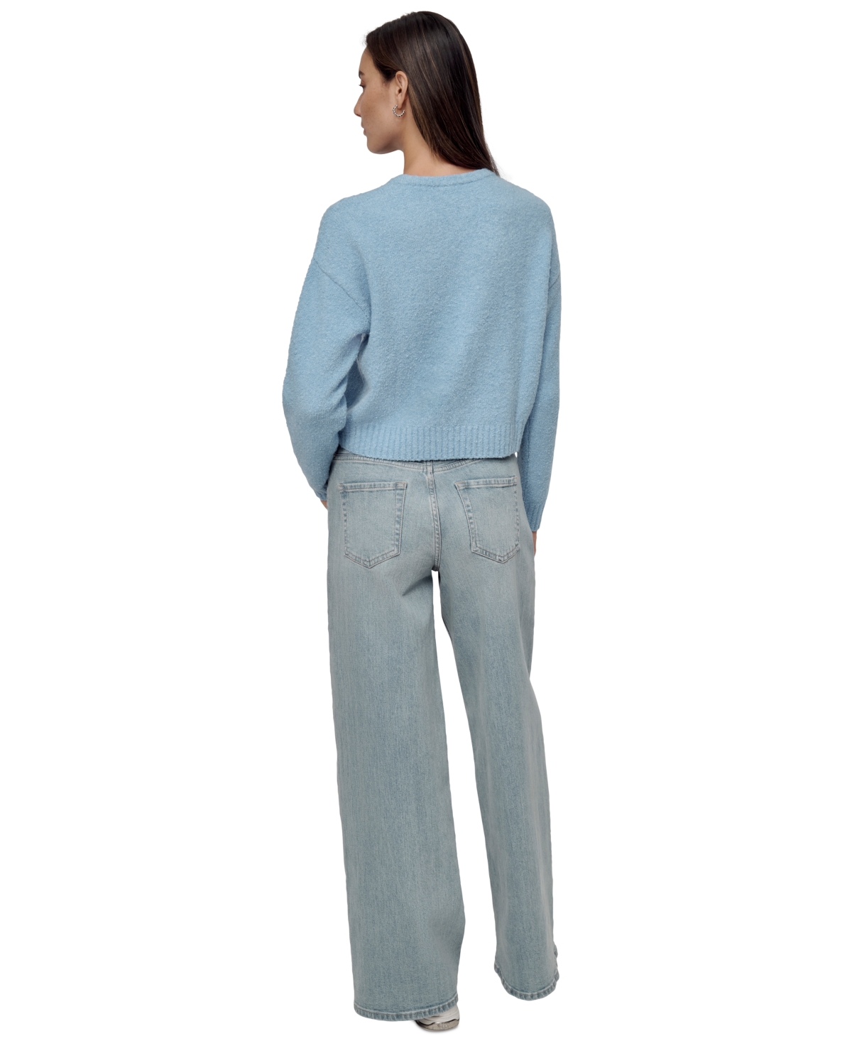 DKNY JEANS WOMEN'S TINSEL LOGO BOUCLE SWEATER 