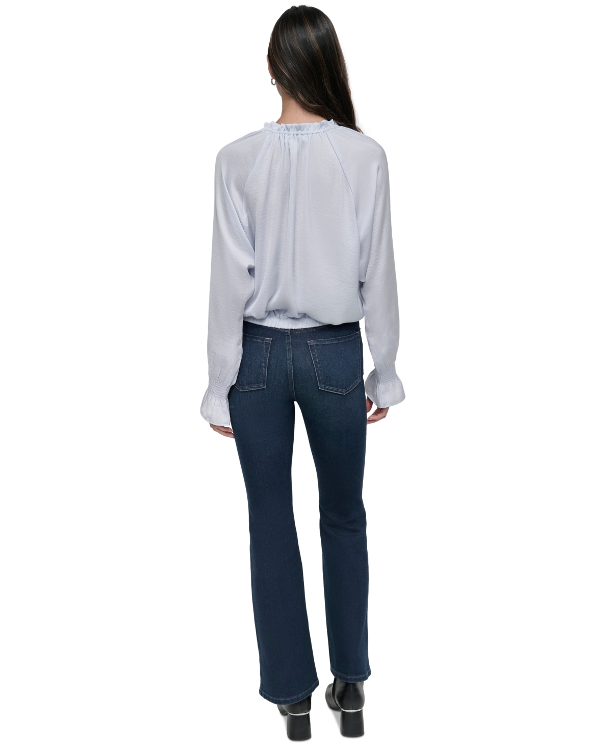 DKNY JEANS WOMEN'S SMOCKED-CUFF RAGLAN-SLEEVE BLOUSE 