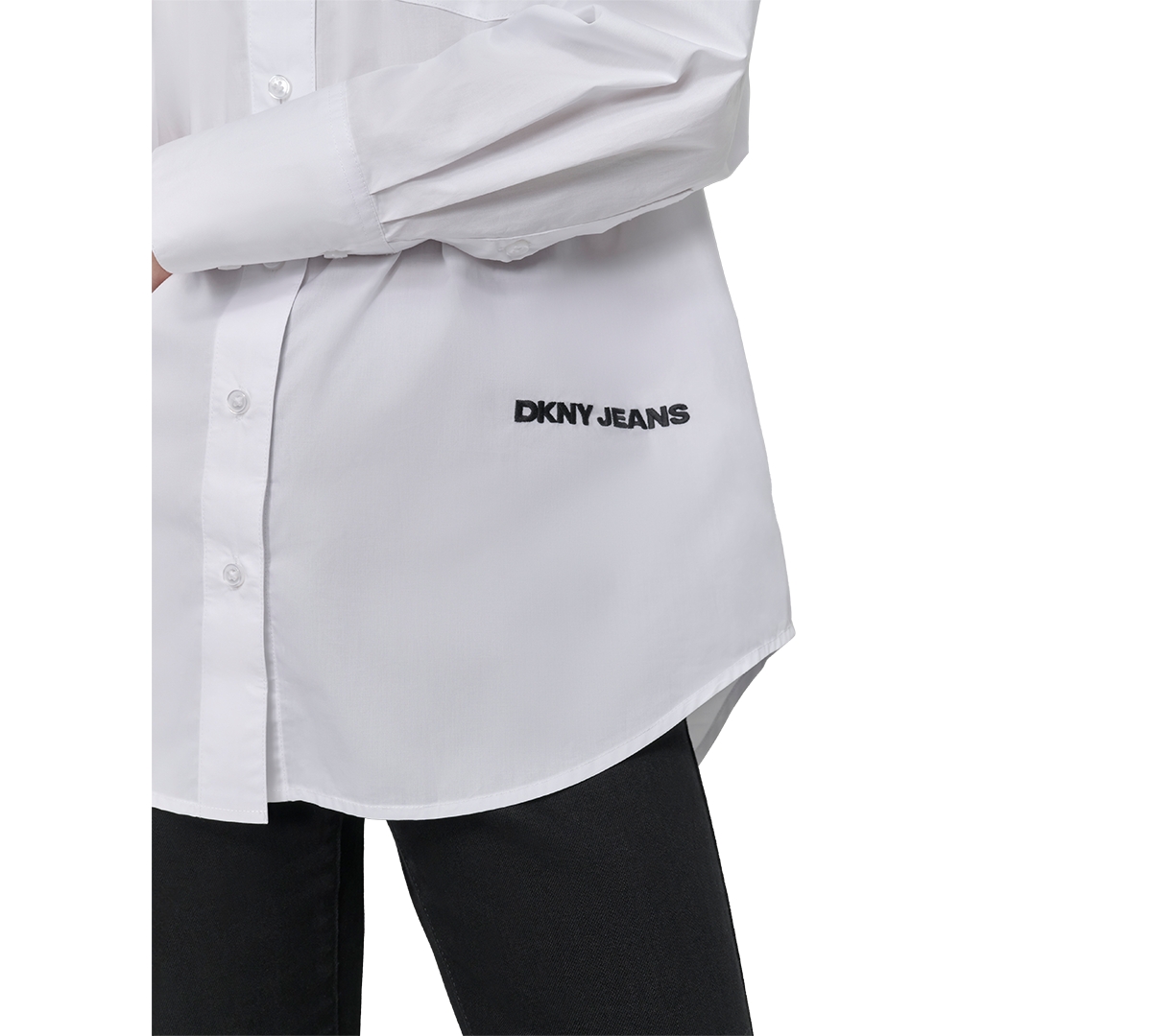 Dkny Jeans Women's Oversized Logo-Print Shirt - WHB - WHT/BLK