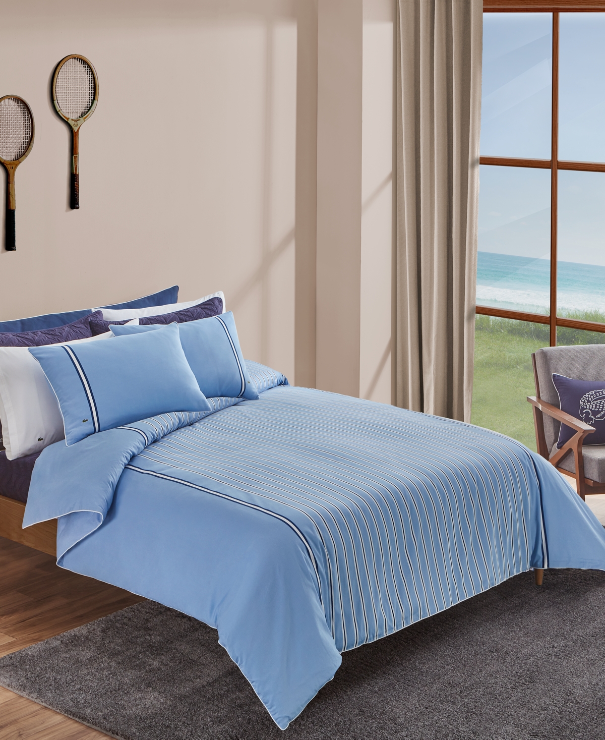 Lacoste Home Stripe 3-pc. Comforter Set, King In Blue