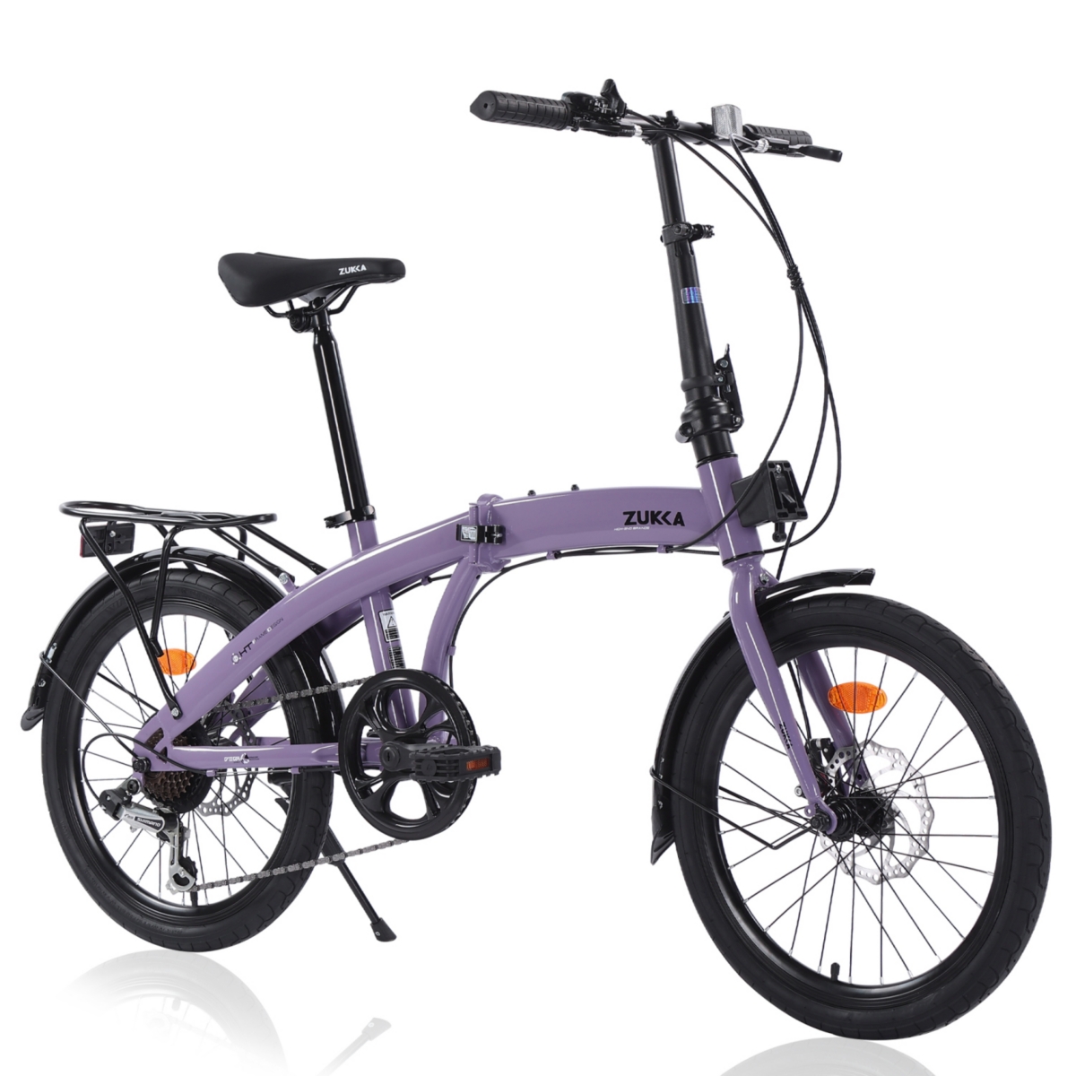 20&#x22; Folding Bike Steel Frame 7 Speed City Bike - Purple