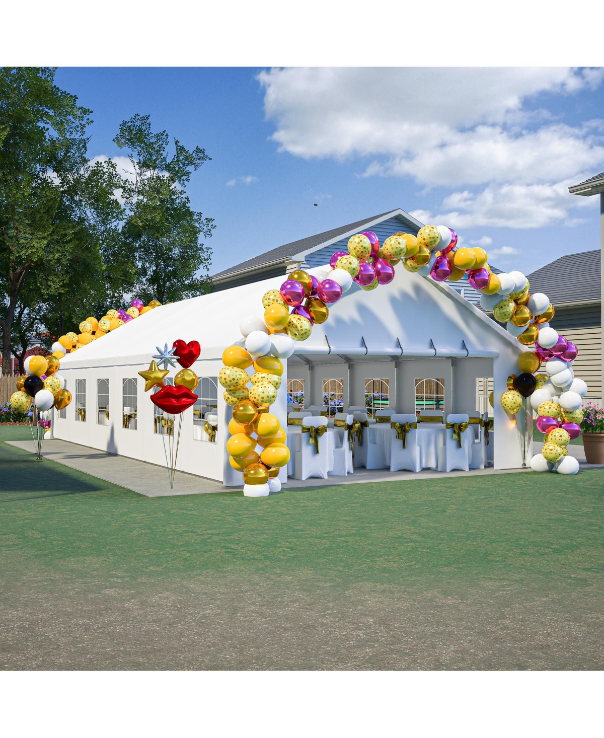 Streamdale Furniture 20x40FT Party Tent Heavy Duty, Large Wedding Event Shelters with 3 Carry Bags & Removable Sidewalls, Outdoor Canopy Gazebo Commer