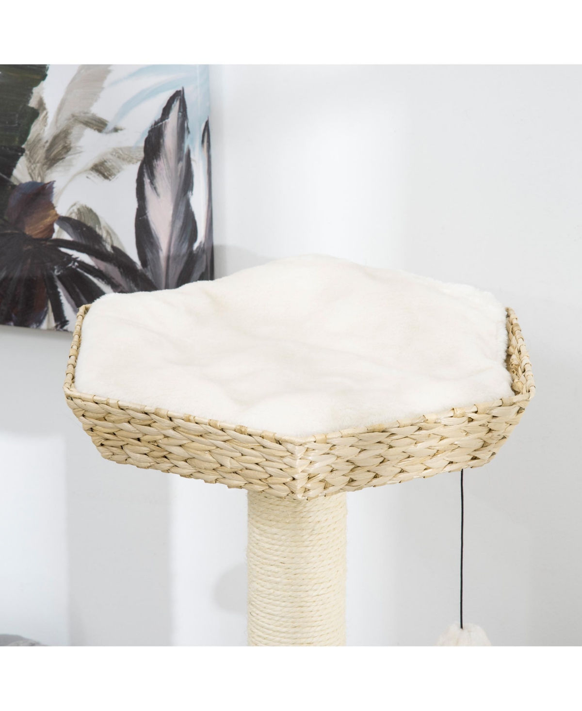 Streamdale Furniture 47" Cat Tree Kitty Activity Center, Cat Climbing Toy with Cattail Fluff, Bed, Condo, Sisal Scratching Post, and Hanging Ball, Nat