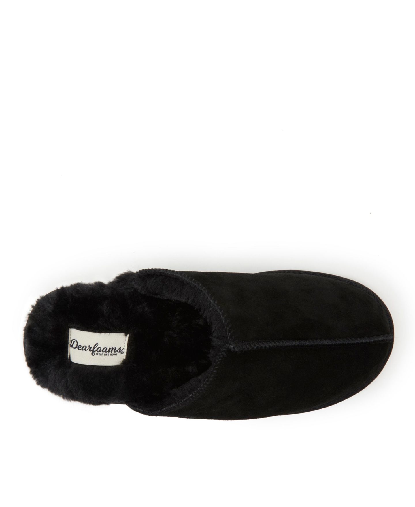 Мужские тапочки Dearfoams Bradford Genuine Suede Scuff House Slipper, цвет: Чёрный — фото 3