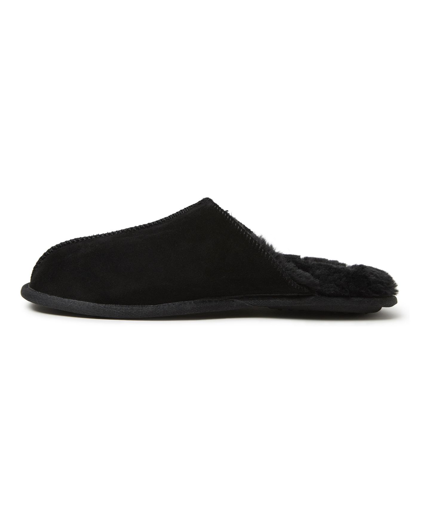 Мужские тапочки Dearfoams Bradford Genuine Suede Scuff House Slipper, цвет: Чёрный — фото 5