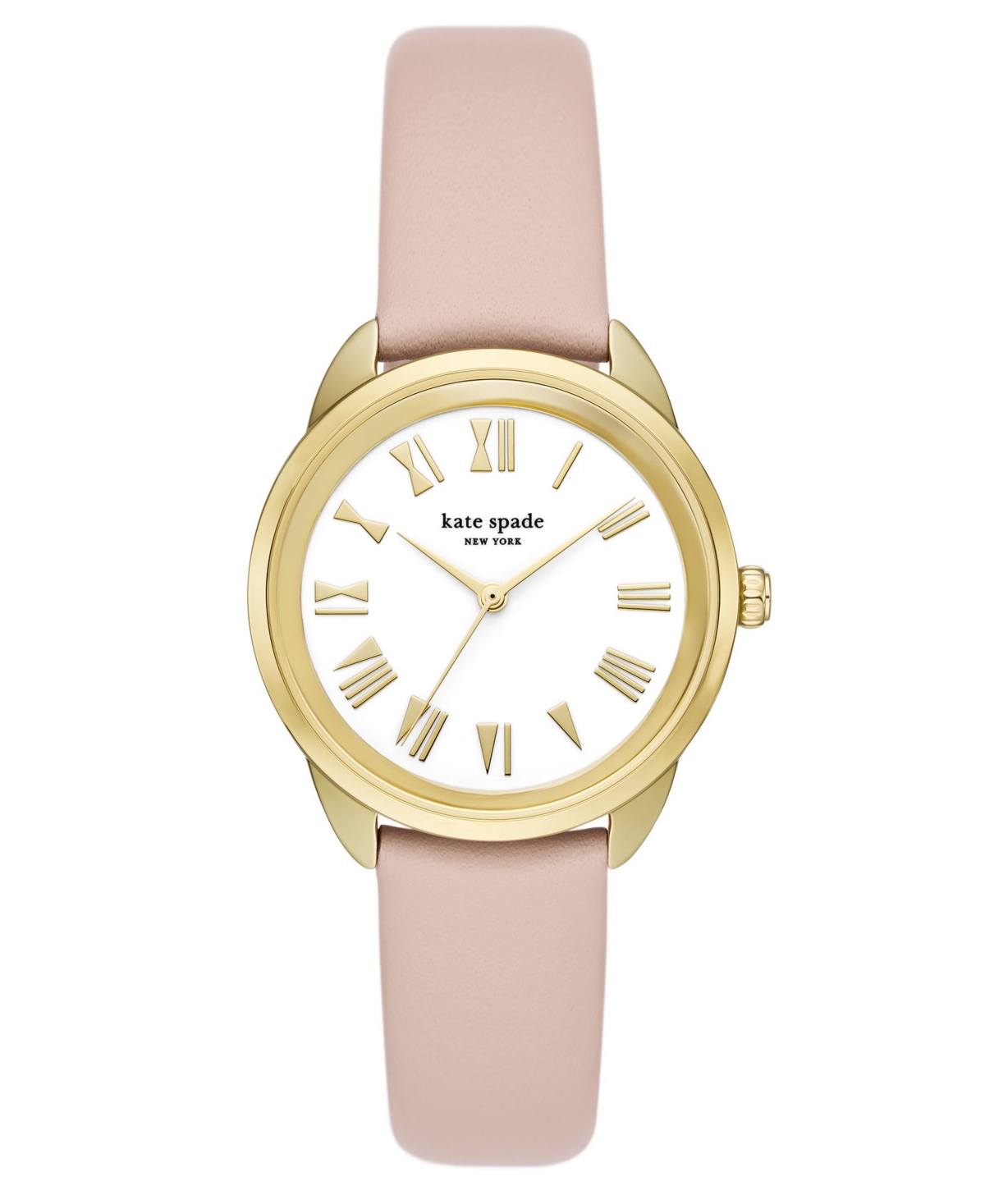 Women's Crosstown Three-hand Gold-Tone Pink Leather Watch 34mm - Pink/Gold