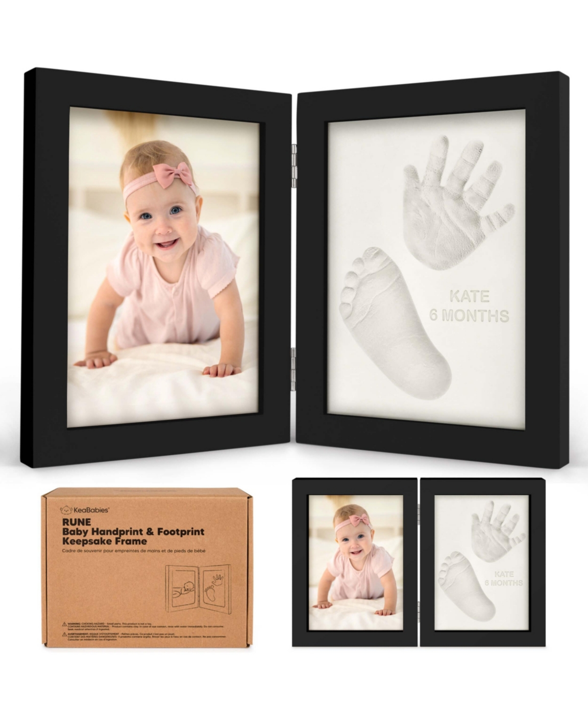 KeaBabies Rune Baby Hand and Footprint Kit Frame, Baby Shower Gifts for Girls, Boys, Newborn Baby Footprint Kit Makers