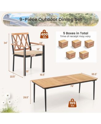 9 PCS Patio Dining Set Table with 1.9" Umbrella Hole & 8 Dining Chairs Outdoor