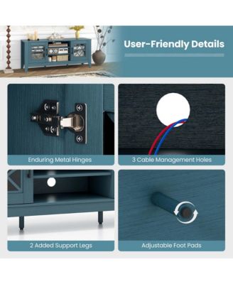 TV Stand for TVs up to 65" with 3-Position Adjustable Shelves Tempered Glass Doors