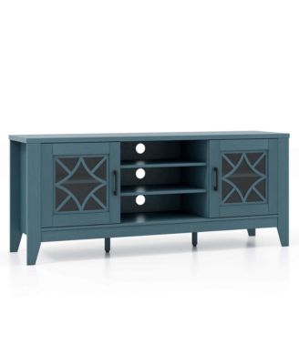 TV Stand for TVs up to 65" with 3-Position Adjustable Shelves Tempered Glass Doors