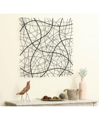 Large Black Abstract Square Metal Wall Decor
