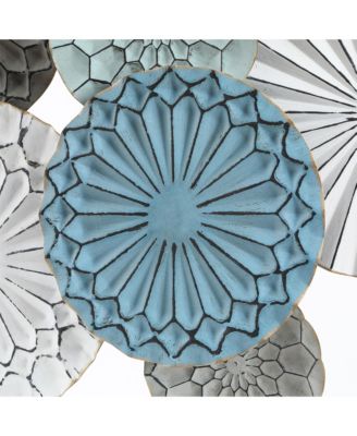 48" Wide Modern Multi-Color Metal Abstract Floral Layered Plates Wall Art Hanging Wall Decor