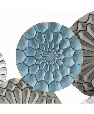 48" Wide Modern Multi-Color Metal Abstract Floral Layered Plates Wall Art Hanging Wall Decor