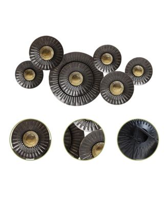 41.3-In Wide Brown and Gold Metal Abstract Flower Wall Decor