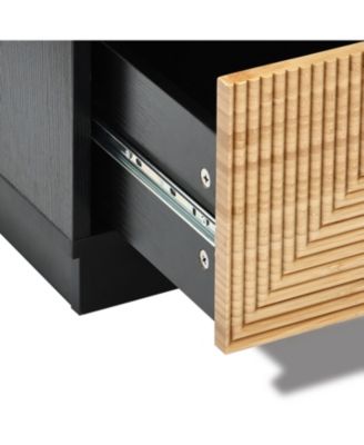 2-Drawer Manufactured Wood Mid-Century Modern Boho Side Table with Storage