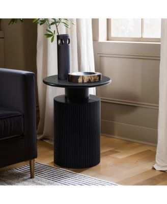 Black Finish Fir and MDF Wood Accent Round Table