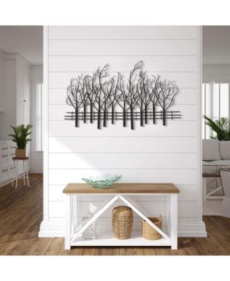 Snowy Black Metal Field of Trees Wall Decor