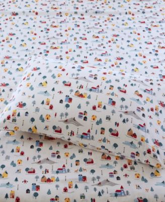Novelty Printed Cotton Flannel 3-Pc. Sheet Set, Twin