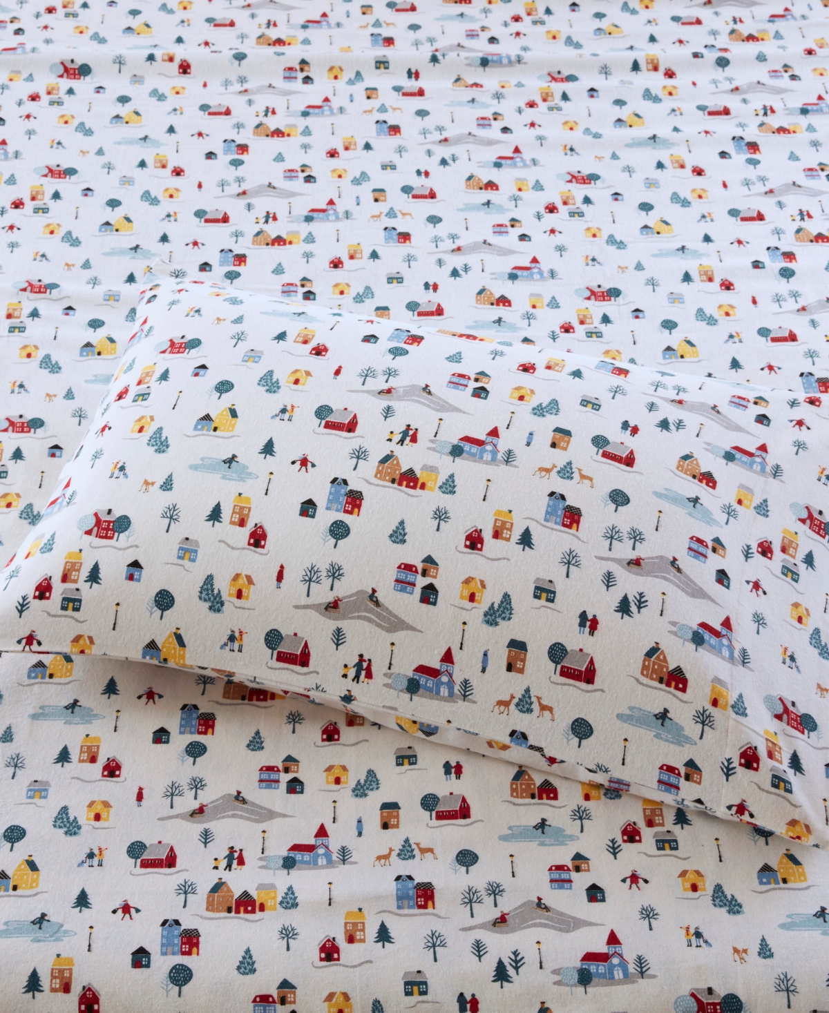 SLEEP PHILOSOPHY TRUE NORTH BY SLEEP PHILOSOPHY NOVELTY PRINTED COTTON FLANNEL 4-PC. SHEET SET, FULL 