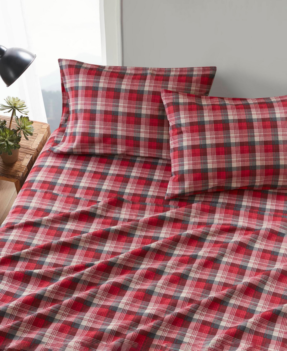 Woolrich Printed Flannel 4-pc. Sheet Set, Full In Red Plaid