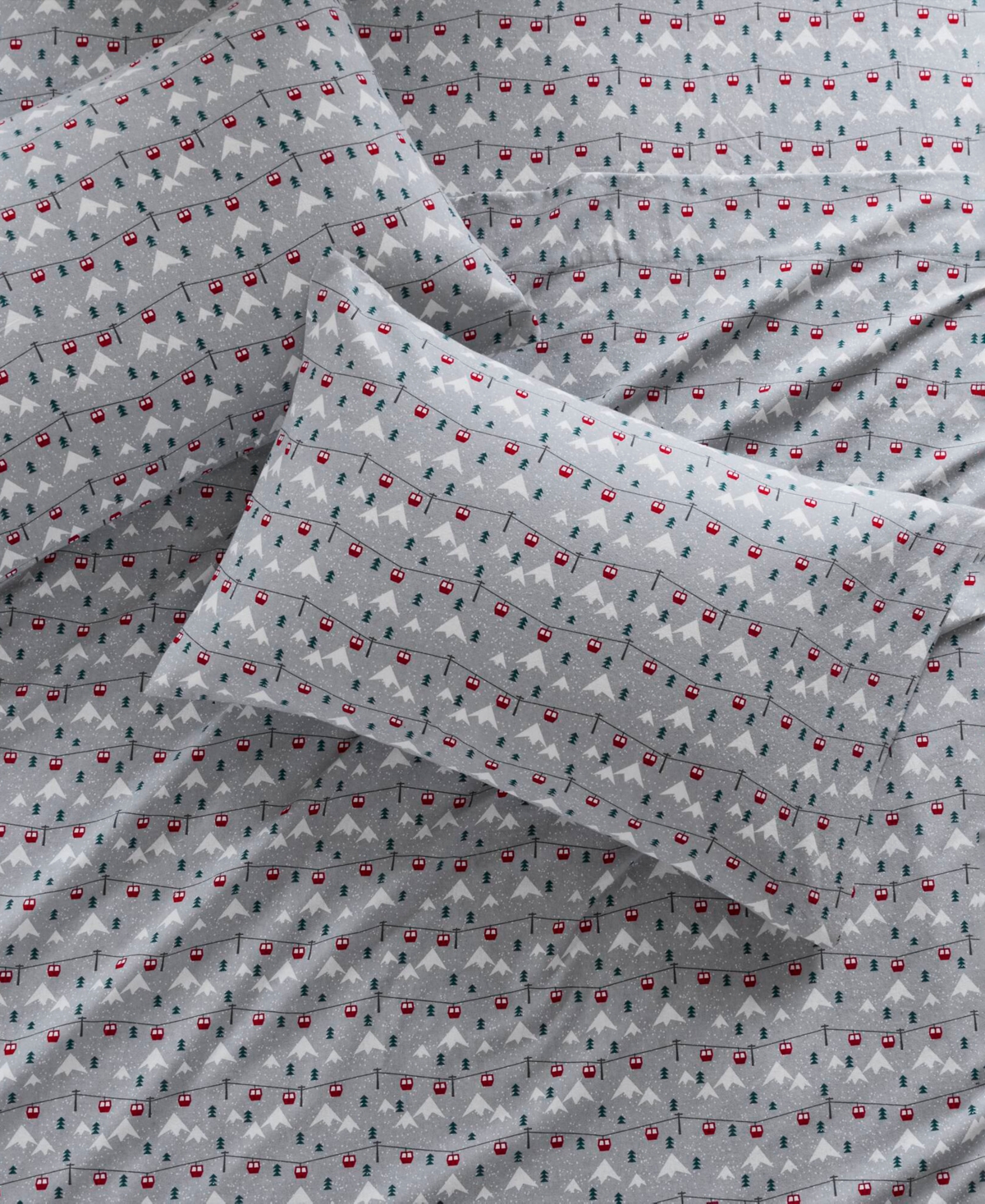 Woolrich Printed Flannel 4-pc. Sheet Set, California King In Grey Ski Jump