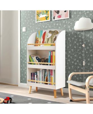 Children's Multi-Functional 3-Shelf Bookcase Toy Storage Bin, White