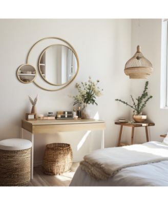Orbit Modern Gold Metal Frame Round Wall Mirror