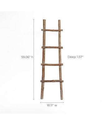 Solid Wood Natural 4-Rung 59-Inch Tall Blanket Ladder