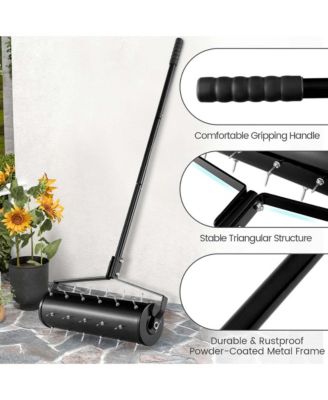 21" Manual Lawn Aerator Grass Aeration Tool with Handle, Fillable with Sand or Stone