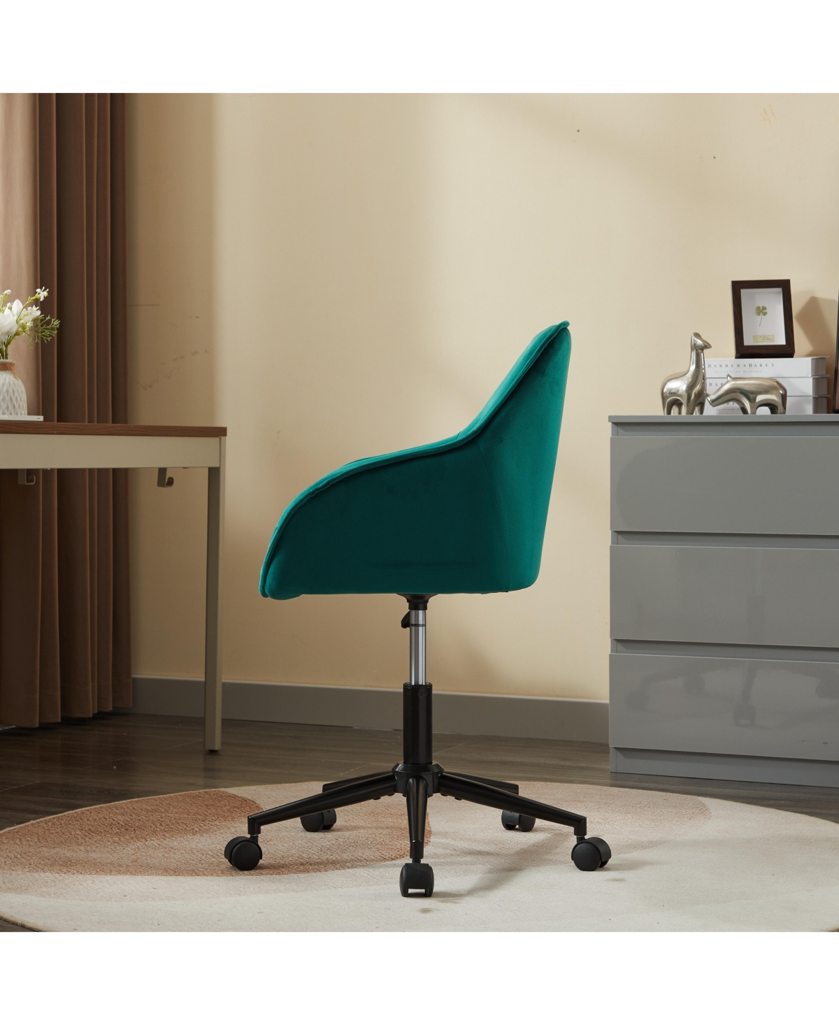 Streamdale Furniture Elegent Velvet Office Chair with Wheels, Makeup Vanity Chair Height Adjustable for Teens Women Girls, Comfy Swivel Modern Leisure