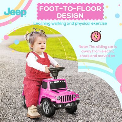 Kids Ride on Push Car, with Engine Sounds & Under-Seat Storage, Foot-to-Floor Ride on Sliding Car with Horn, Sit and Scoot Ride on Toy, Ages 1.5-3 Years, Pink