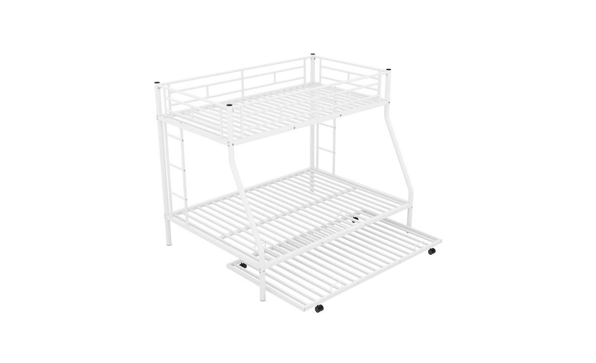 Slickblue Sturdy Twin over Full Bunk Bed with Twin Trundle and Two-Side Ladders for Space Saving Solutions