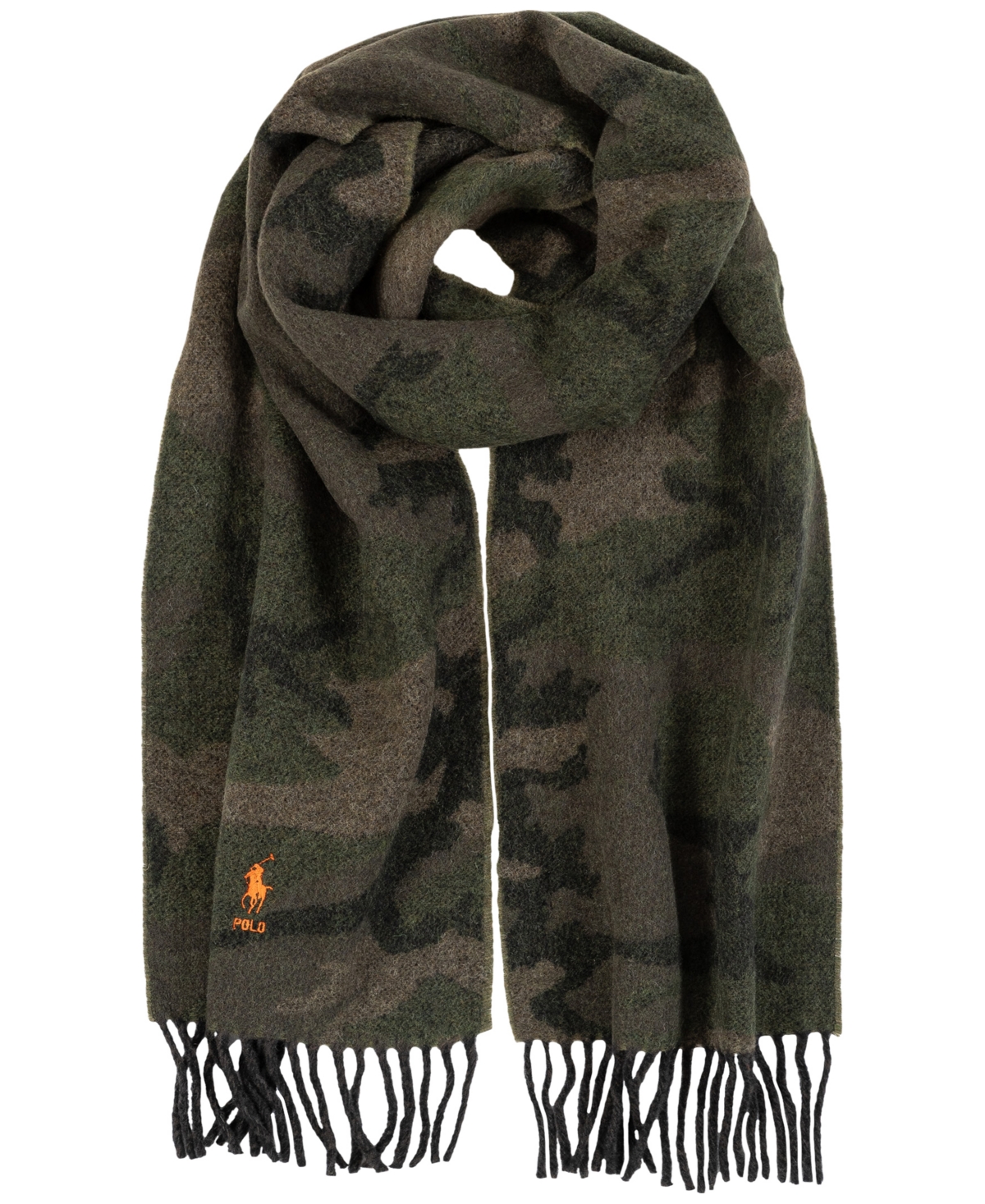 Polo Ralph Lauren Men's Camo Jacquard Scarf In Olive Camo