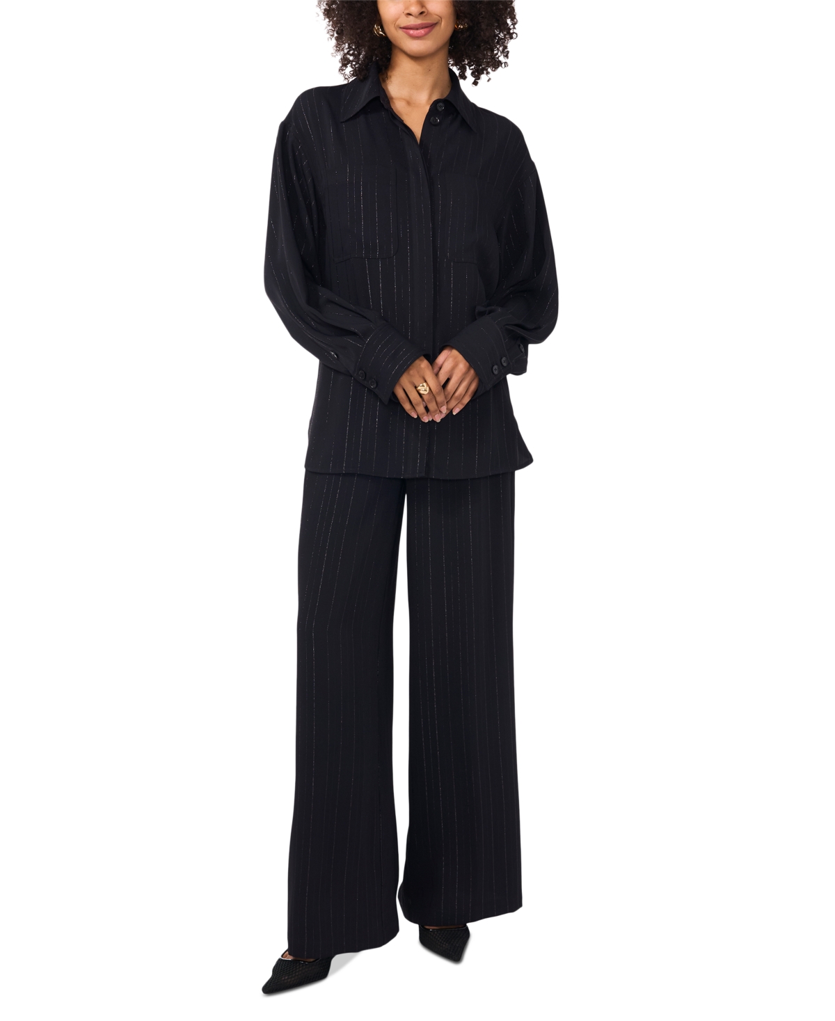 Vince Camuto Women's Pinstripe Wide-Leg Pull-On Pants
