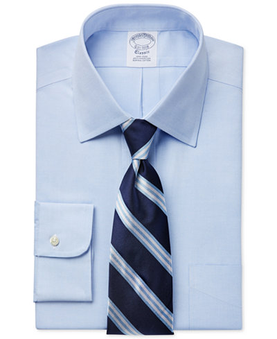 Brooks Brothers Regent Slim-Fit Non-Iron Light Blue Pinpoint Solid Dress Shirt and Bar Stripe Tie