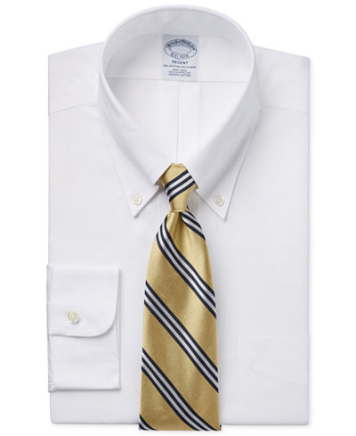 Brooks Brothers Regent Slim-Fit Non-Iron White Pinpoint Solid Dress Shirt and Bar Stripe Tie