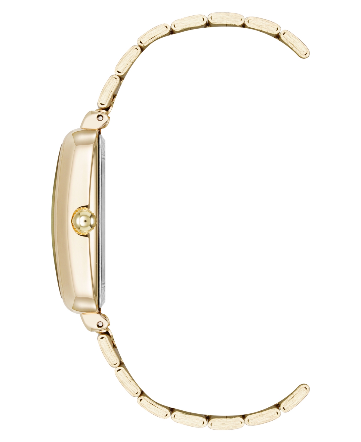 Anne Klein Women's Quartz Petite Rectangular Gold-tone Stainless Steel Watch, 23mm In Black,gold-tone