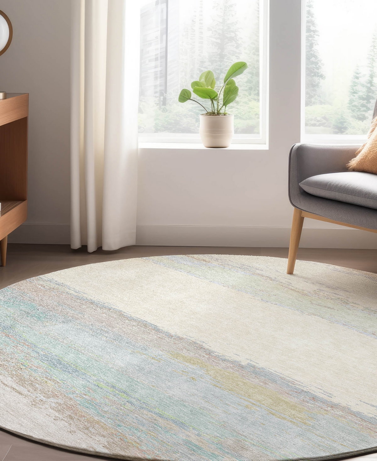 Dalyn Trevi Washable Tv8 8'x8' Round Area Rug In Ivory