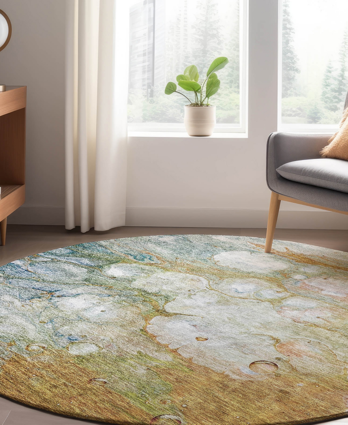Dalyn Trevi Washable Tv7 8'x8' Round Area Rug In Paprika