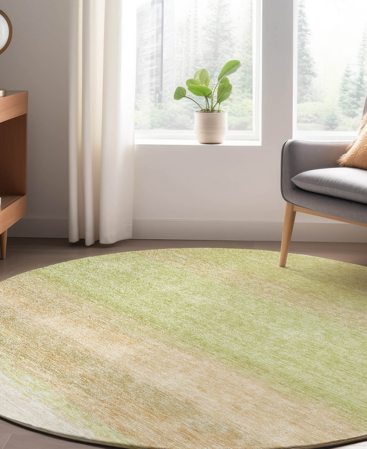 Dalyn Trevi Washable Tv2 8'x8' Round Area Rug In Sage
