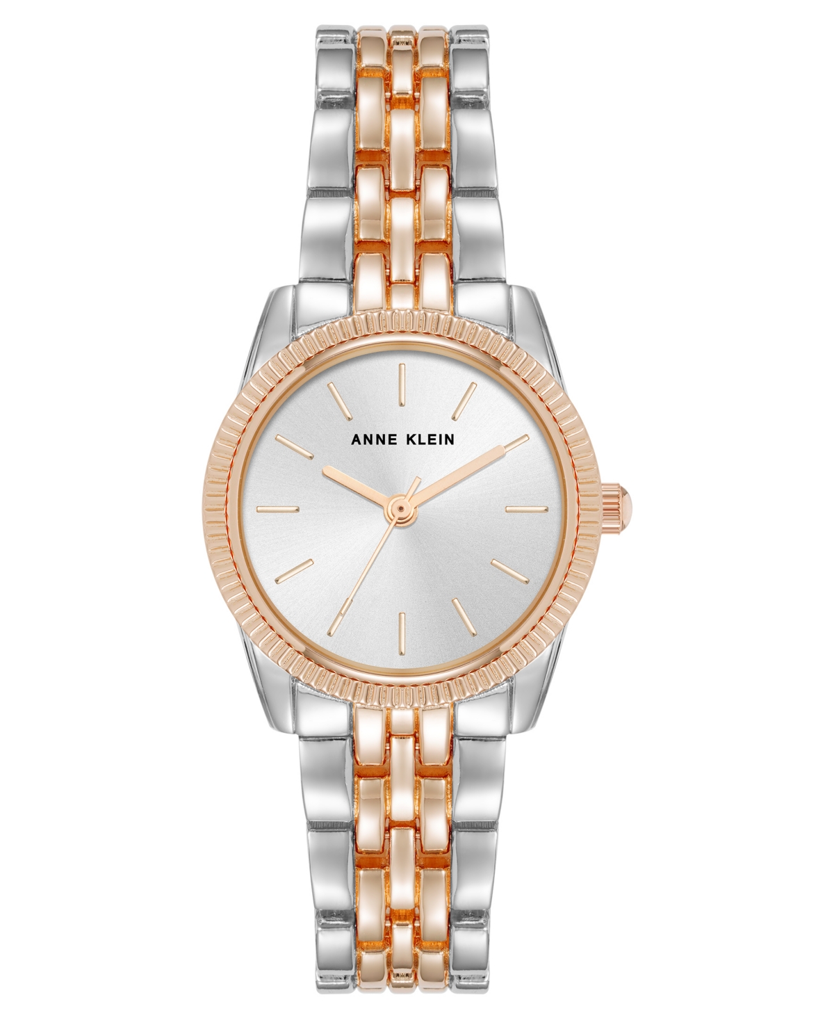 Anne Klein Women's Quartz Casual Coin Edge Silver-tone And Rose Gold-tone Alloy Metal Watch, 26mm In Silver-tone,rose Gold-tone
